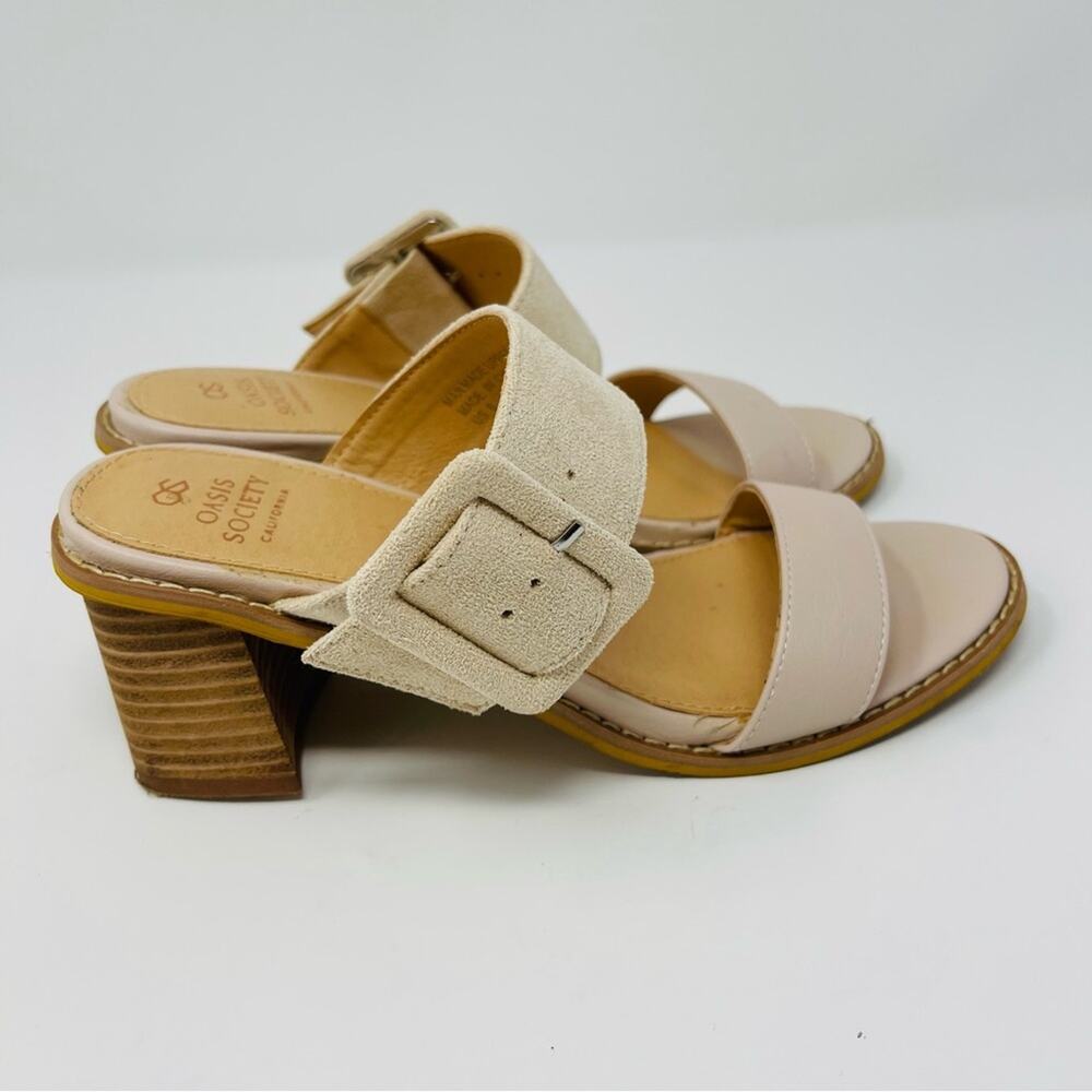Oasis Society cream strappy buckle slip on mule sandals 6 - Picture 3 of 7